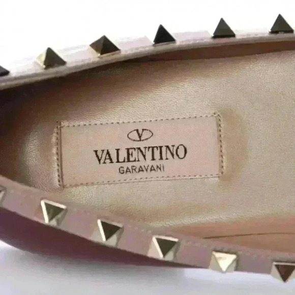 VALENTINO GARAVANI Rockstud Calfskin Leather Pointed Ballet Flats - Picture 7 of 16